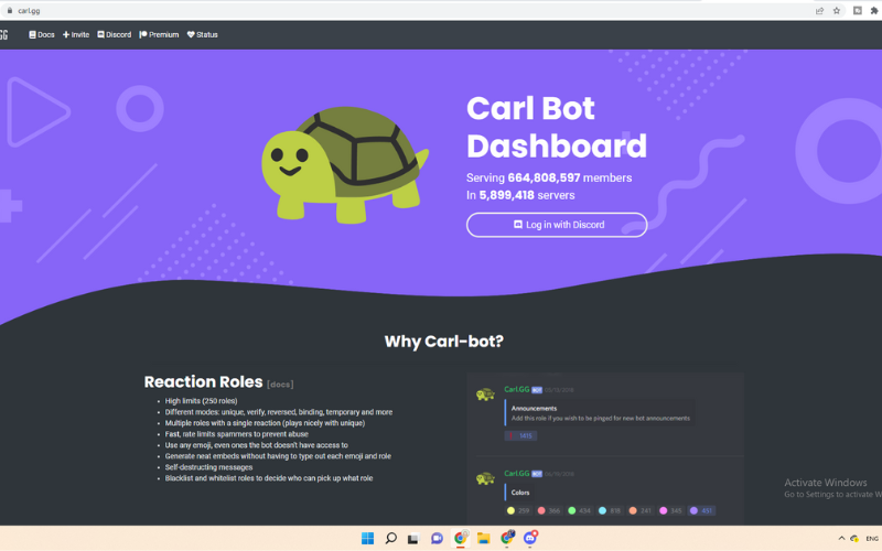 carl bot reaction role