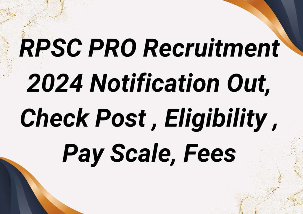RPSC Public Relation Officer PRO Recruitment